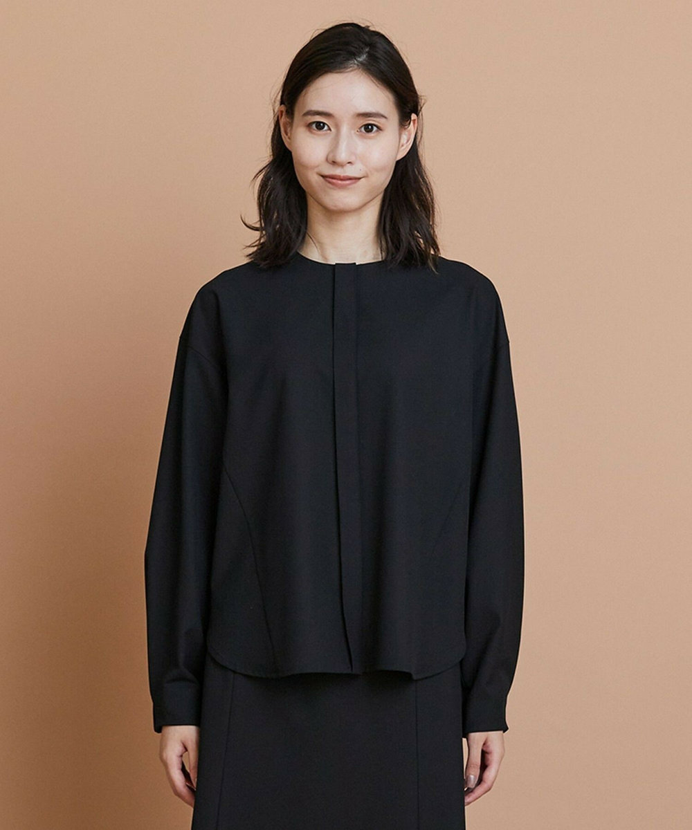 L'EQUIPE 2wayストレッチクロスブラウス ブラック