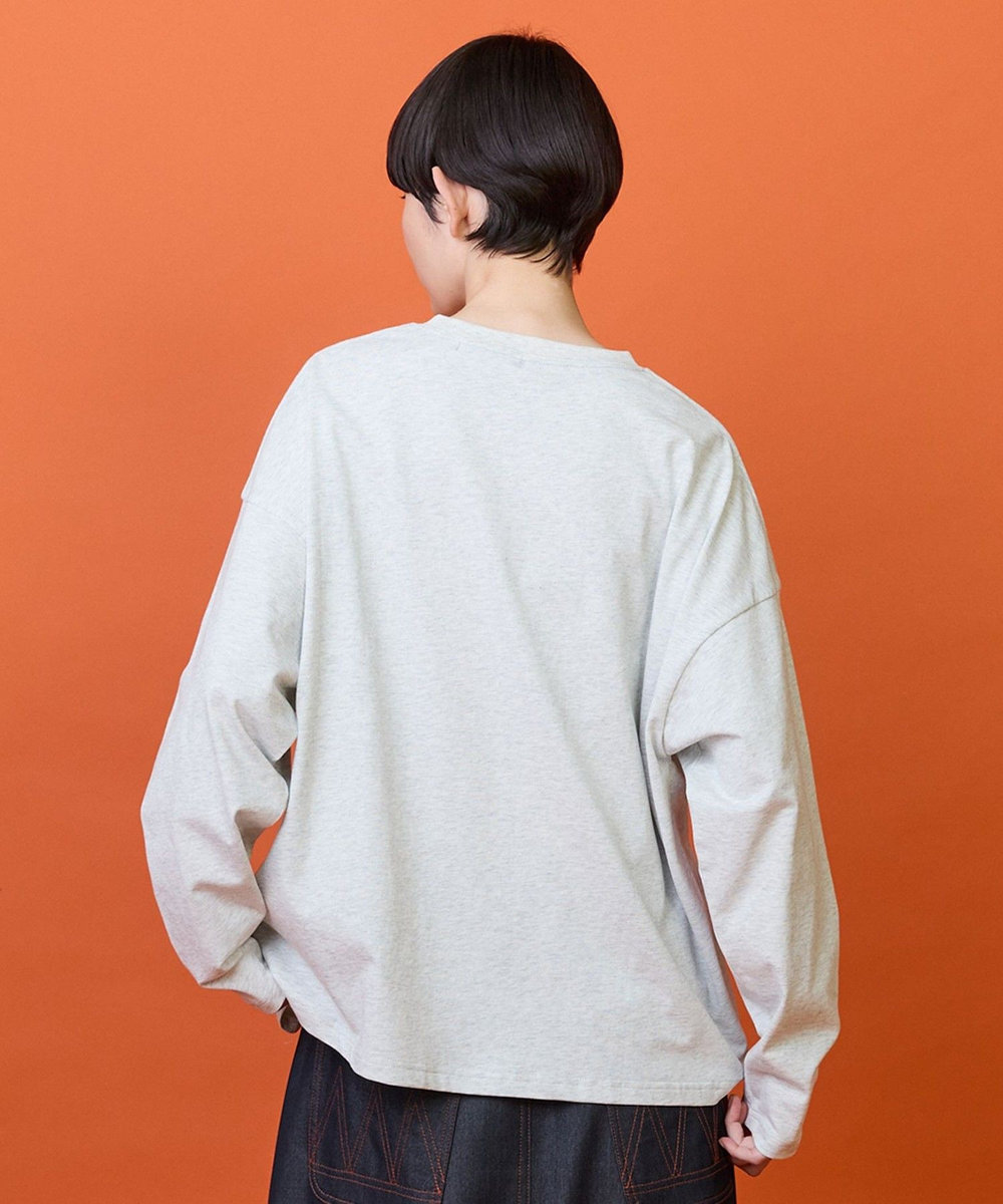 FRAPBOIS フラワーポケットロングTシャツ オートミール