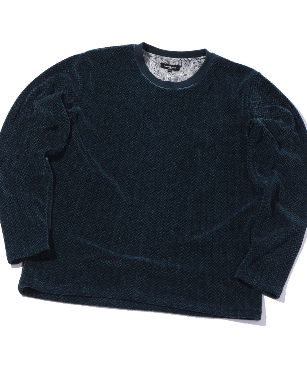 MEN'S BIGI モールジャガードクルーネックカットソー グリーン