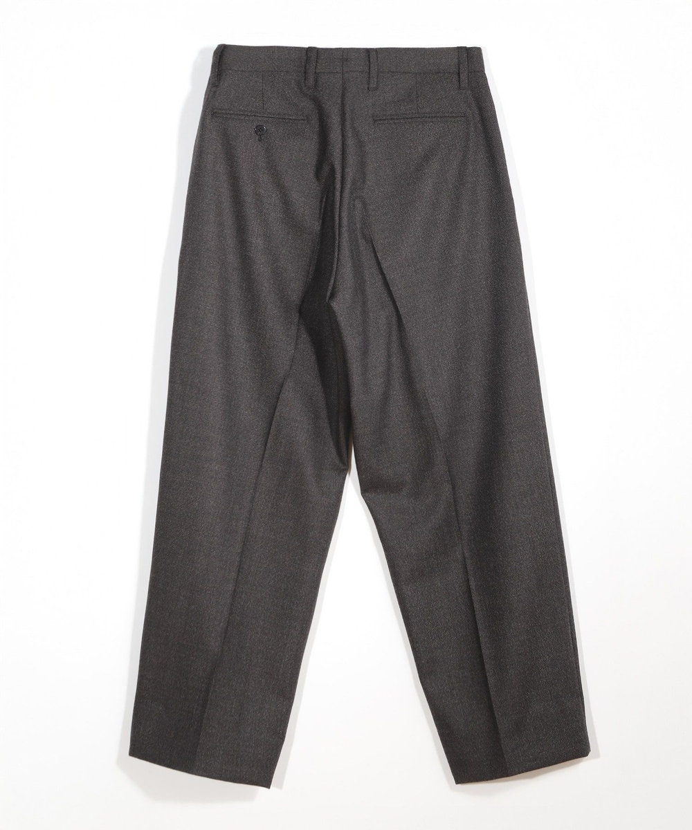 MEN'S BIGI メランジウール 2タックテーパードワイドパンツ ブラウン
