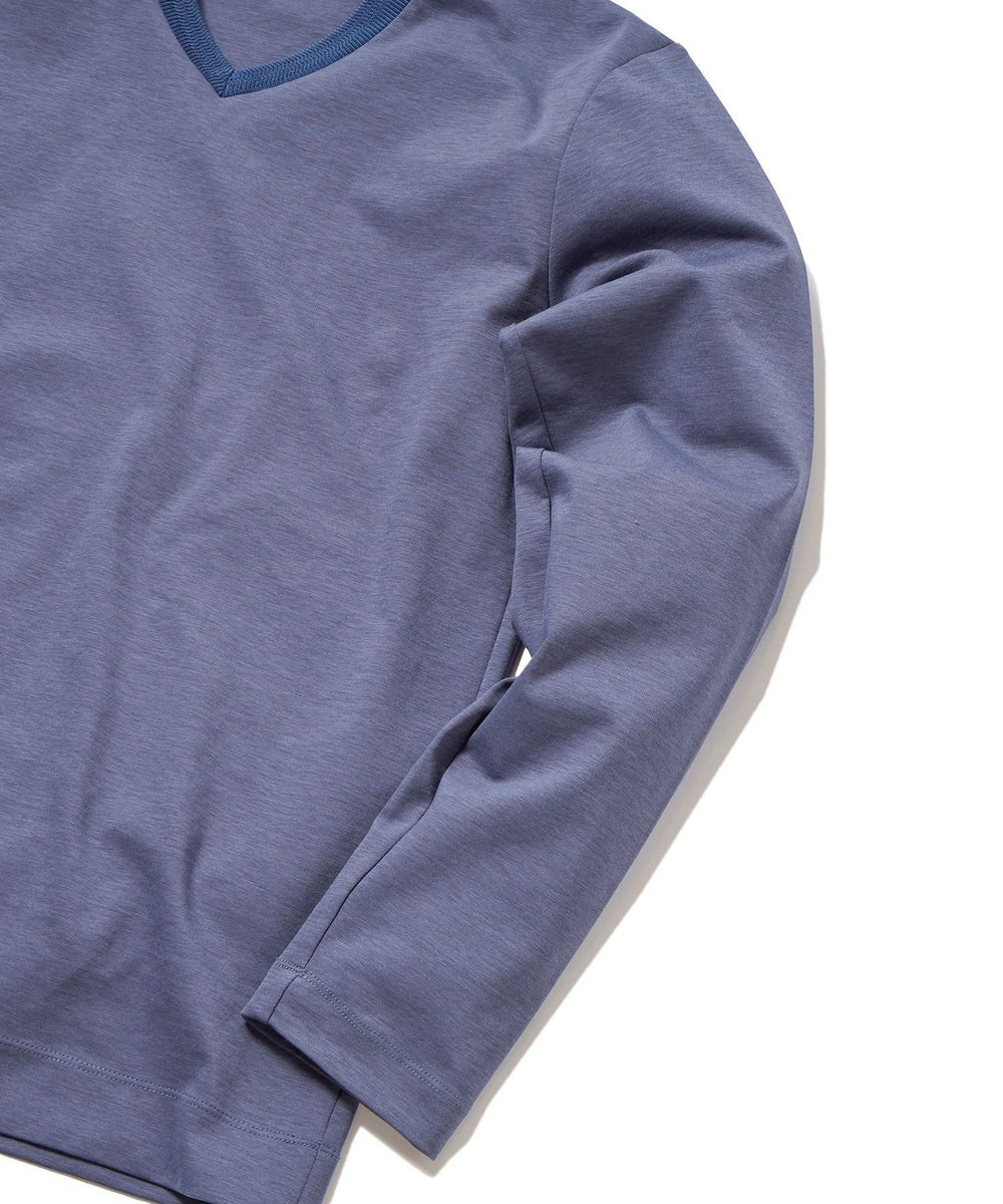 MEN'S BIGI 【ACTIVE TAILOR】シルケットスムースVネックロングTシャツ ブルー系その他