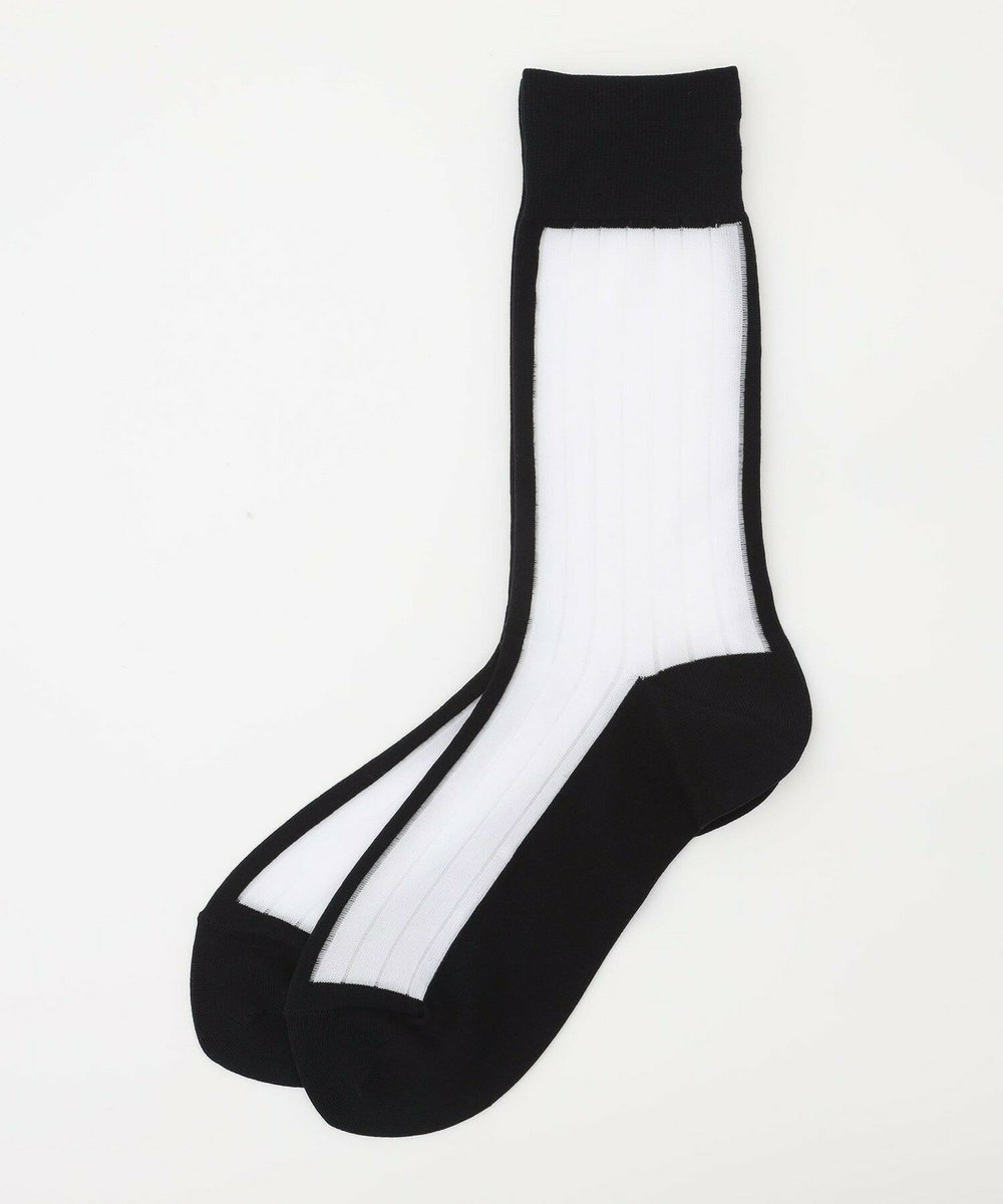 L'EQUIPE リブ柄シースルーソックス ホワイト