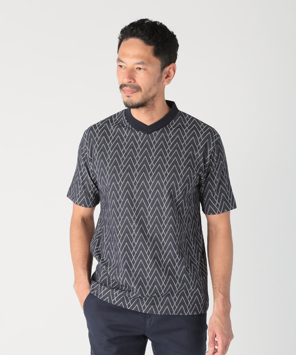 MEN'S BIGI リンクスジャガードVネックTEE ネイビー