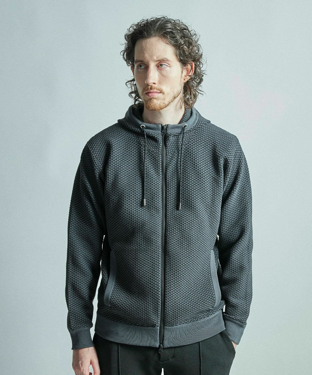 MEN'S BIGI ハニカムニット ジップパーカー ブラック系その他