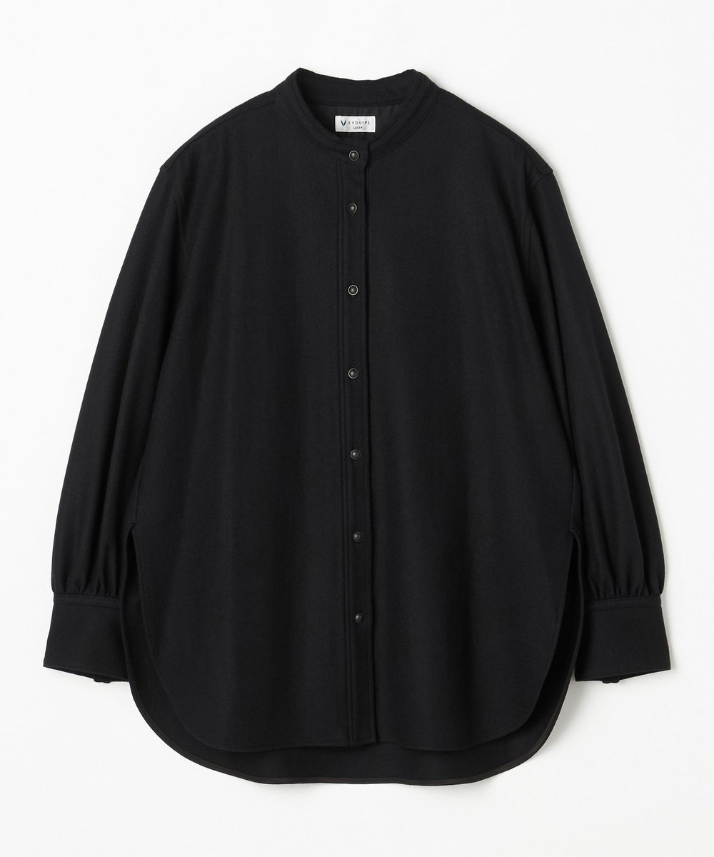 L'EQUIPE GREEN ミルドウールロングシャツ ブラック