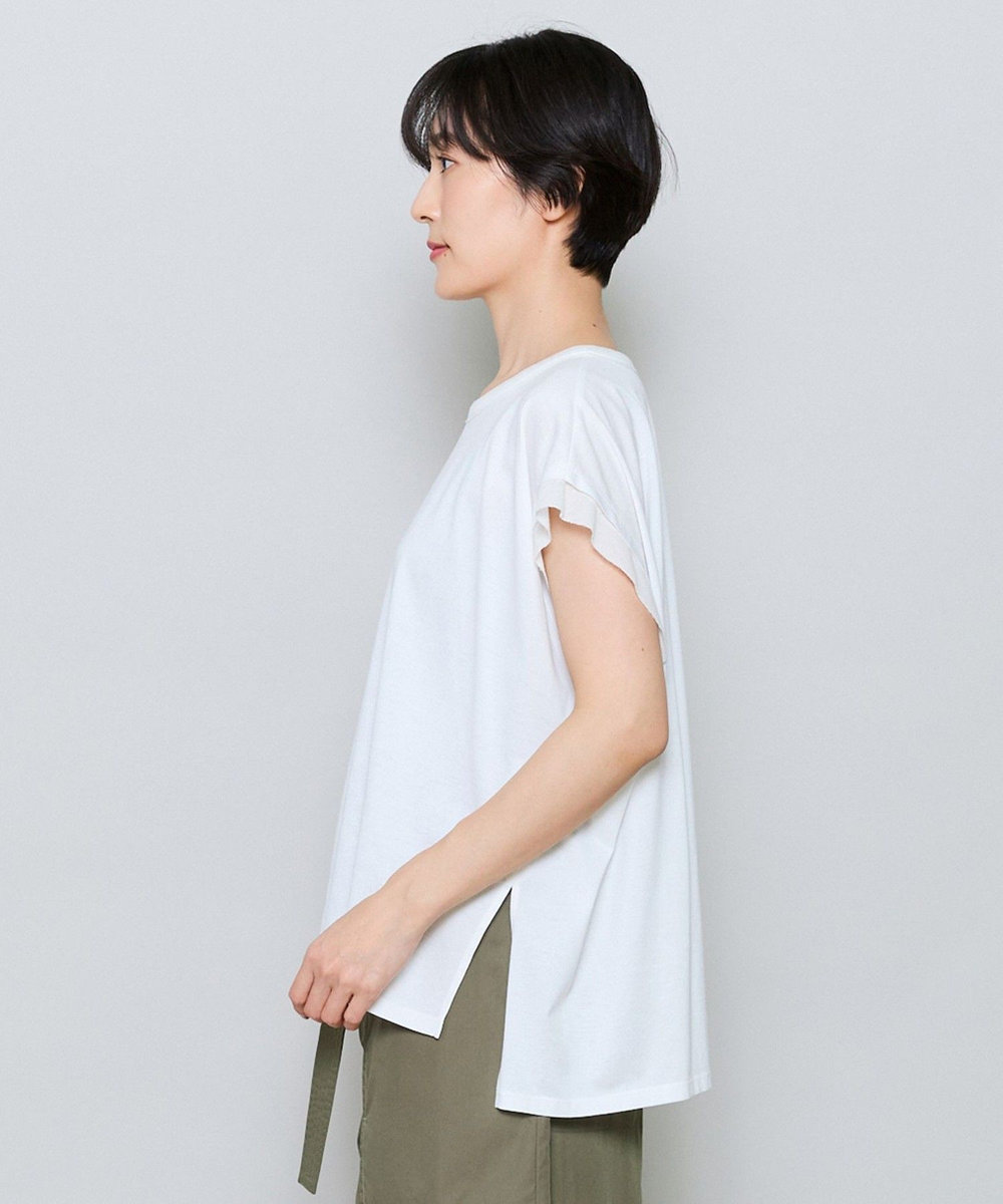MOGA 60/2天竺メッシュレイヤードクルーネックTシャツ オフホワイト