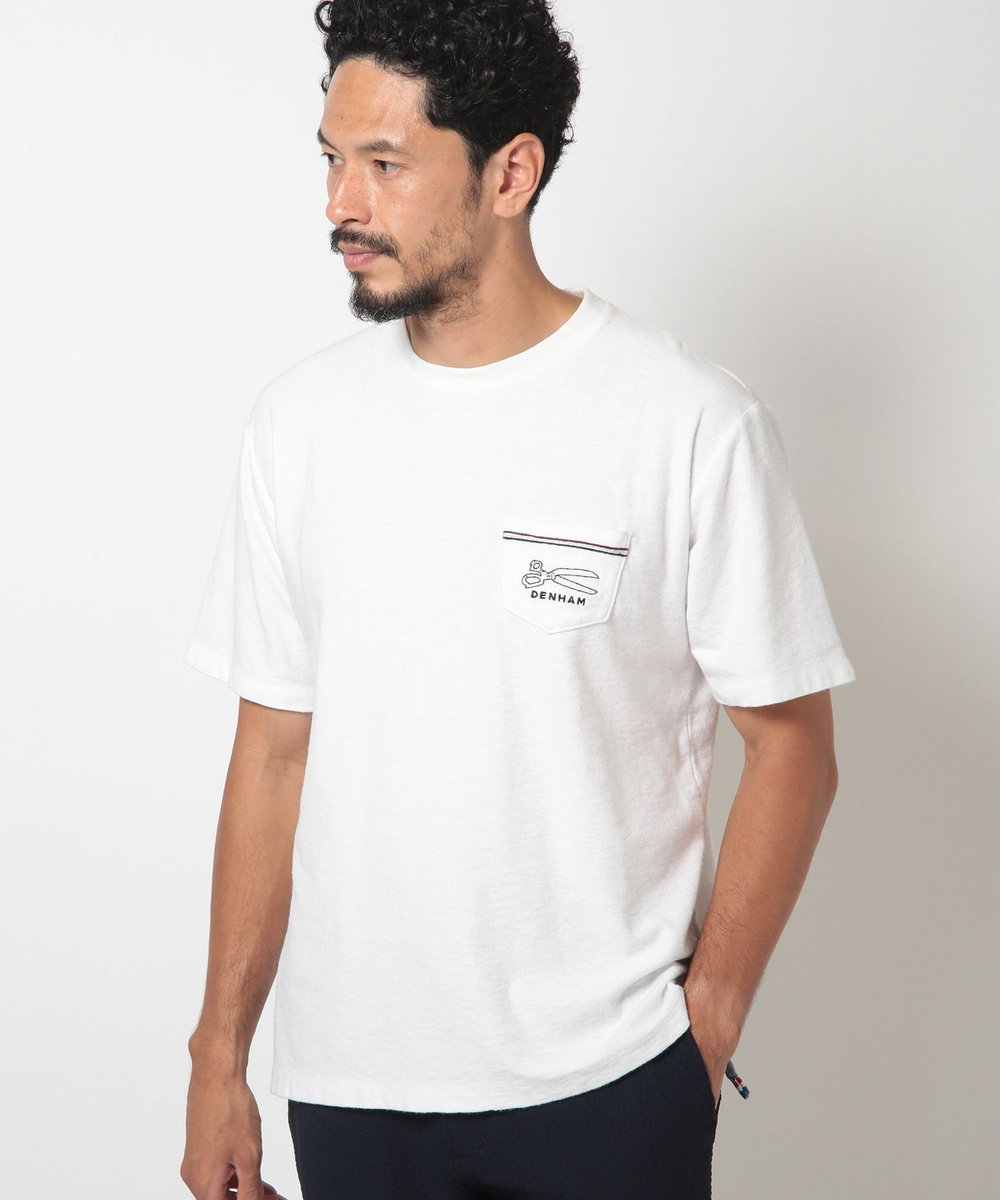 MEN'S BIGI 【DENHAM/デンハム】オーガニック ミニパイルポケットＴシャツ ホワイト