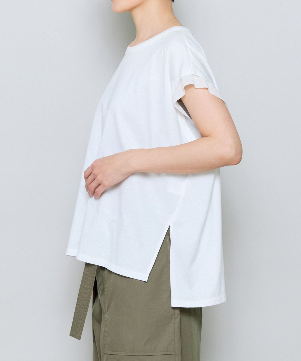 MOGA 60/2天竺メッシュレイヤードクルーネックTシャツ オフホワイト