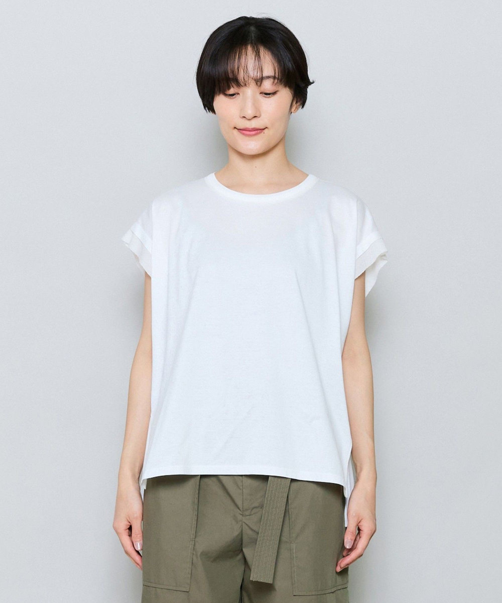 MOGA 60/2天竺メッシュレイヤードクルーネックTシャツ オフホワイト