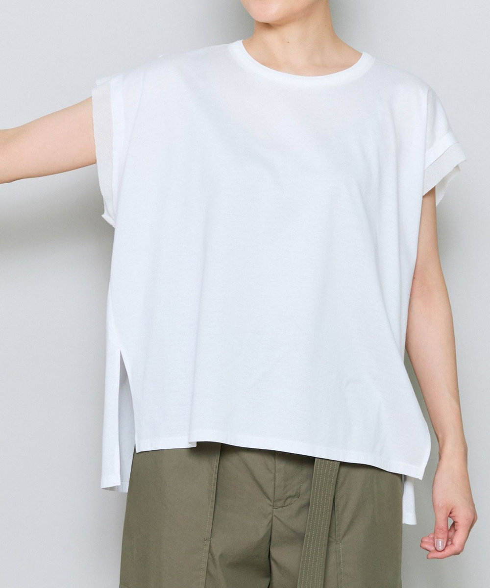 MOGA 60/2天竺メッシュレイヤードクルーネックTシャツ オフホワイト
