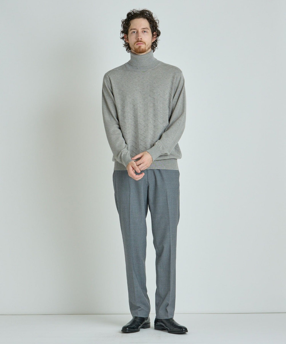 MEN'S BIGI 【ACTIVE TAILOR/アクティブテイラー】12Gジャカードタートルネックニット グレー
