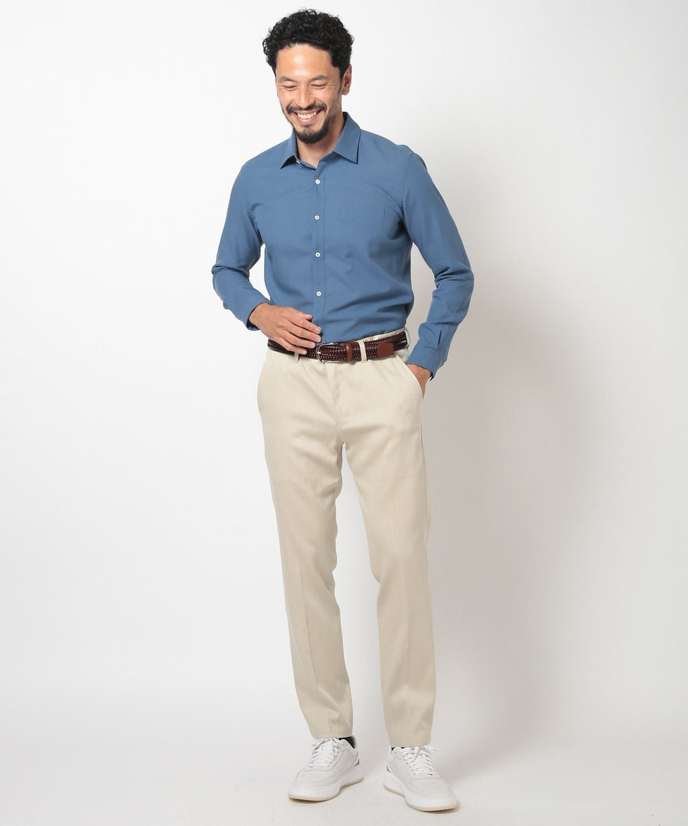 MEN'S BIGI スラブデイム調ロイヤルオックスシャンブレースラックスパンツ ベージュ