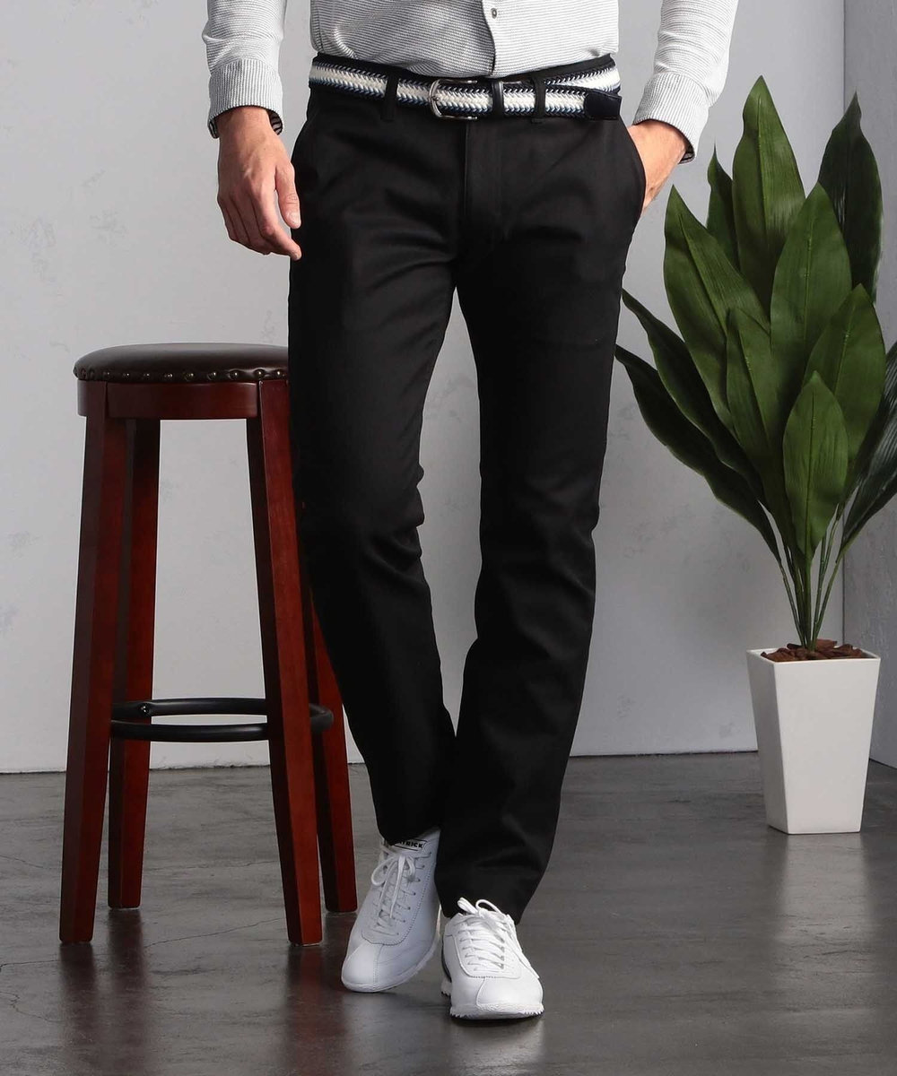MEN'S BIGI ＜ON/OFF兼用＞シャドーヘリンボーンストレッチパンツ ブラック