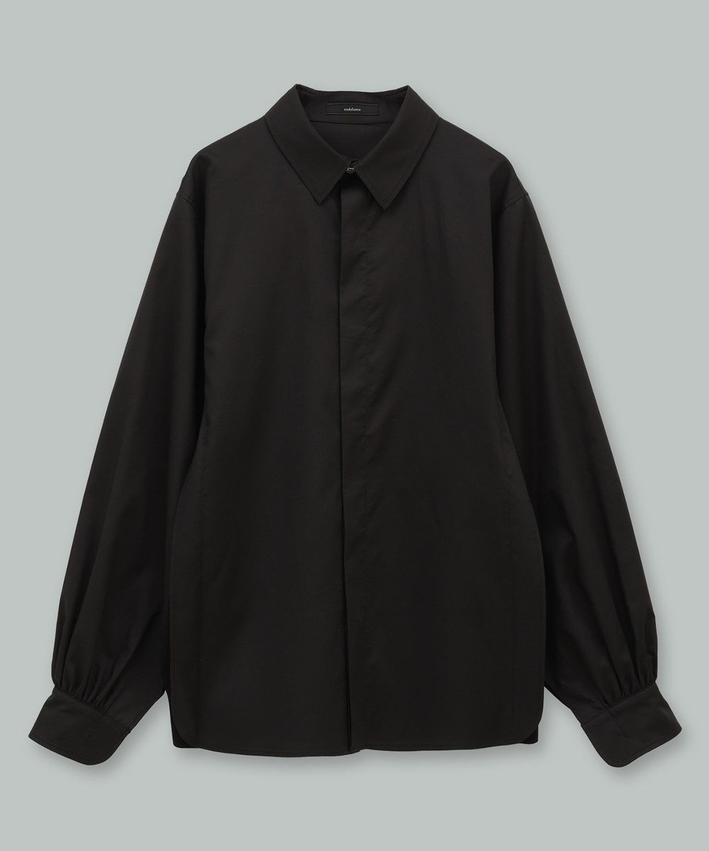endalence コットンWクロスニットドッキングシャツ ブラック