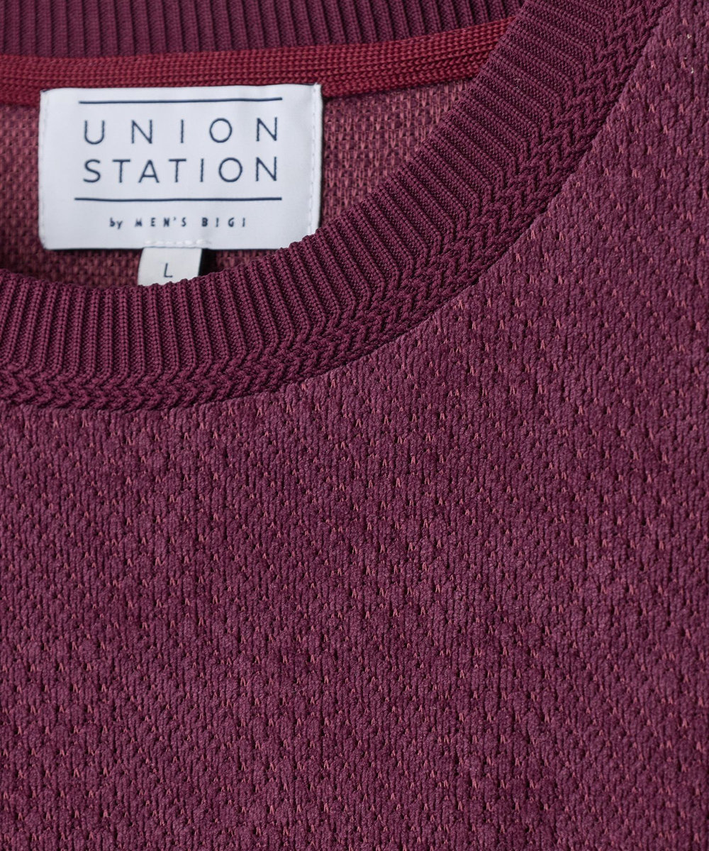 UNION STATION モールジャガードクルーネックカットソー ボルドー