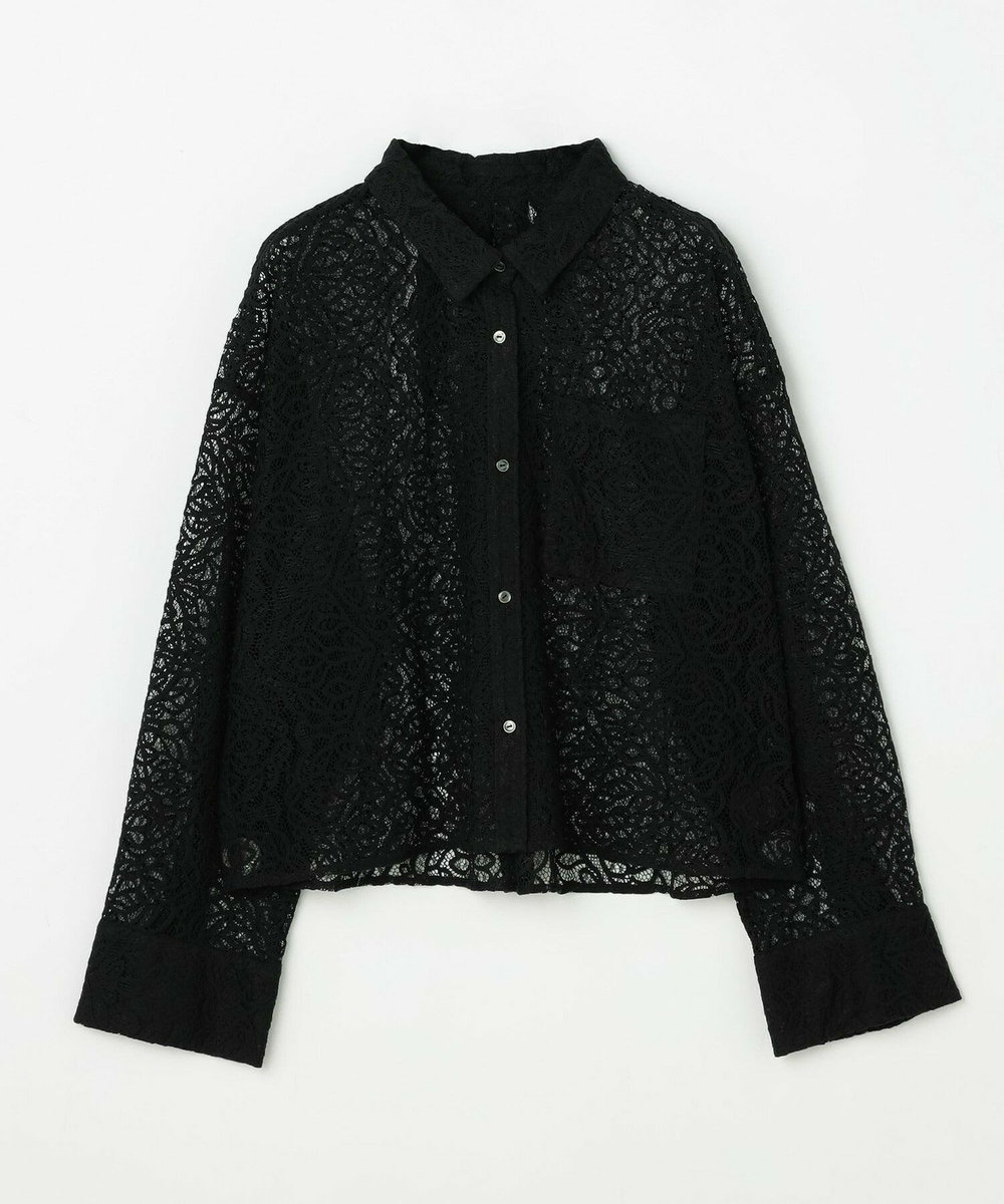 feerique feerique　ボタニカルレースシャツ ブラック