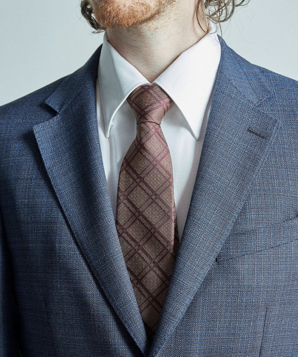 MEN'S BIGI 【TIE YOUR TIE/タイユアタイ】ヴィンテージチェック柄ネクタイ ボルドー