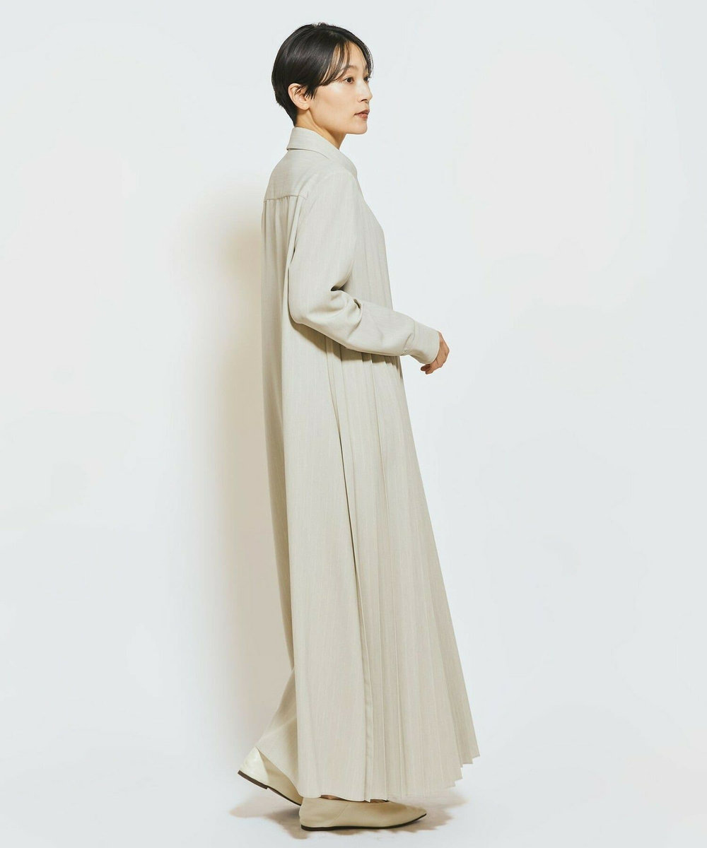 MOGA Collection MOGA Collection ストライプアシンメトリープリーツワンピース ベージュ