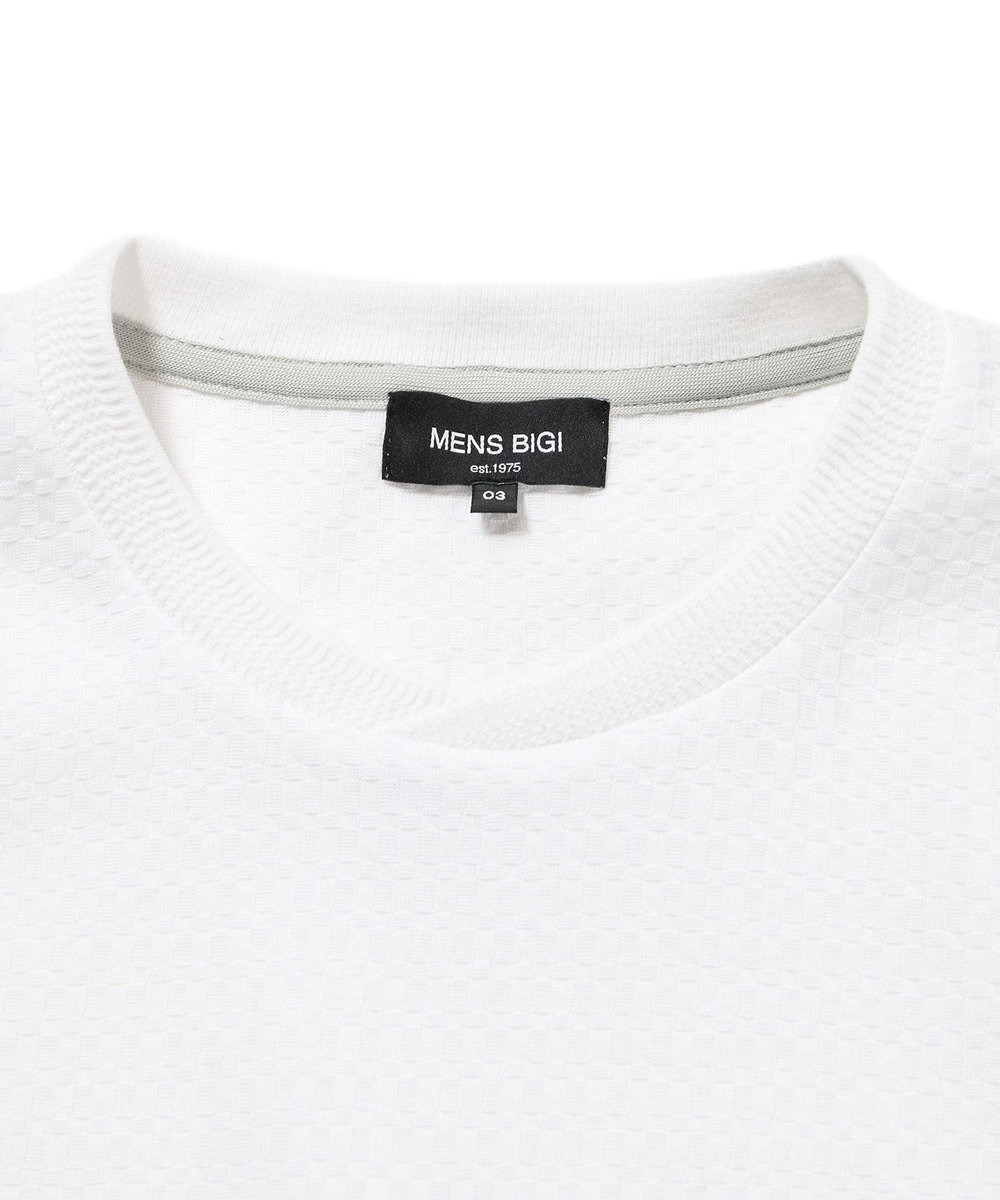 MEN'S BIGI リンクスジャカード半袖カットソー ホワイト