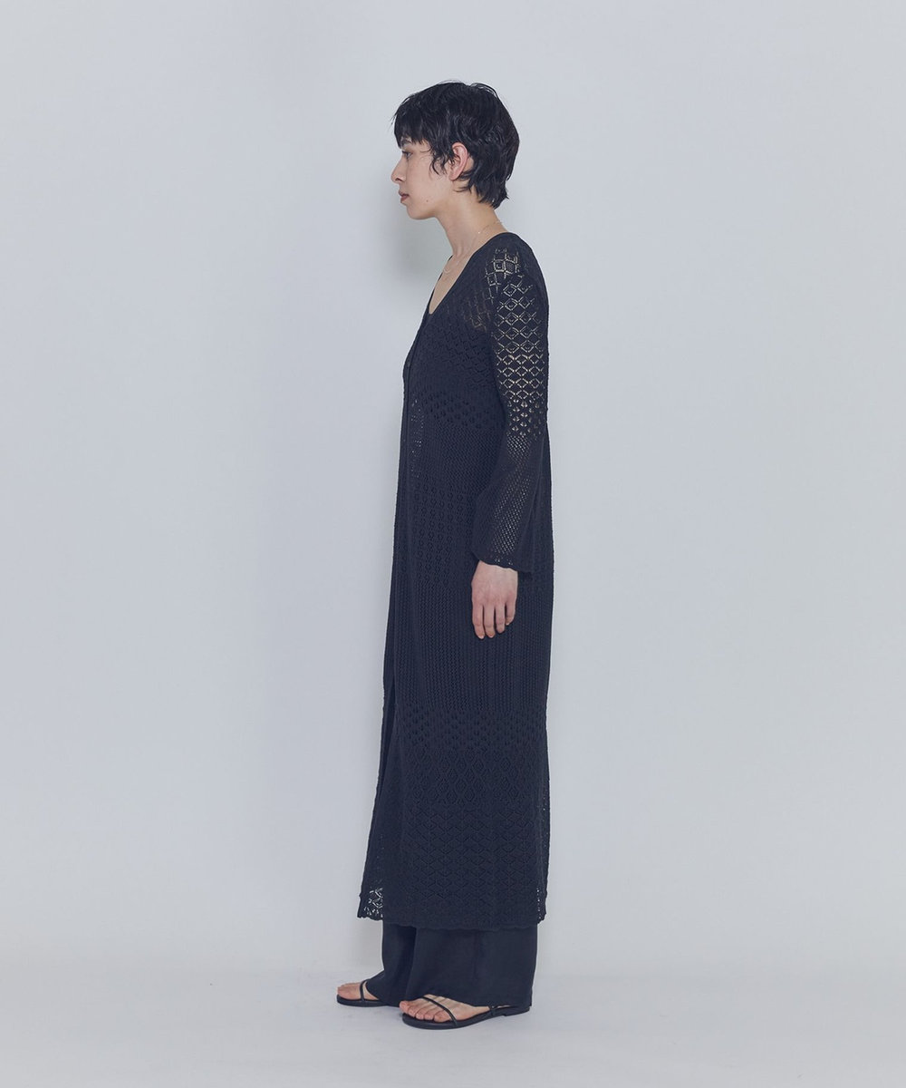 1er Arrondissement クロシェロングニットカーディガン ブラック