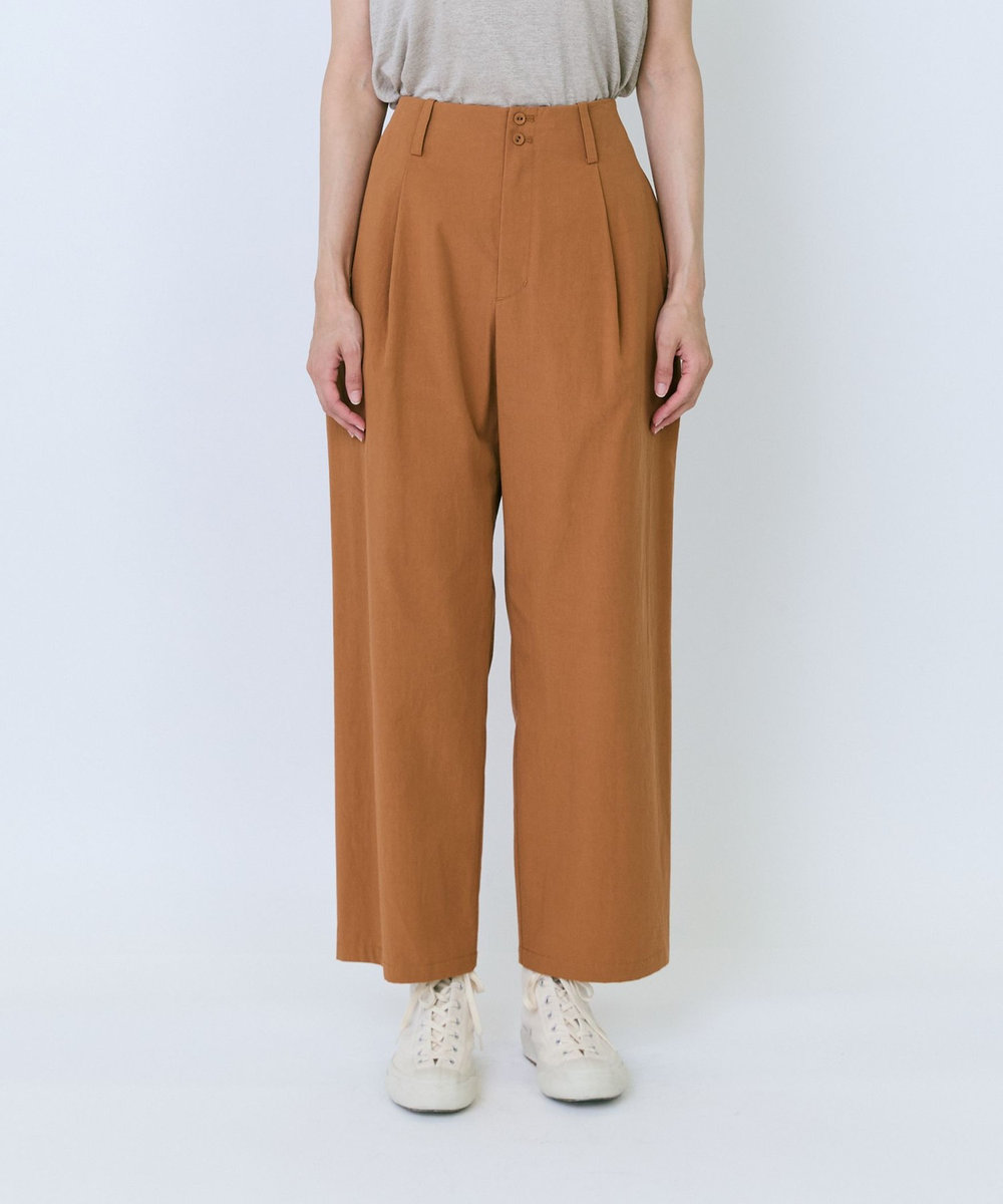 LOISIR コットンツイルテーパードパンツ キャメル