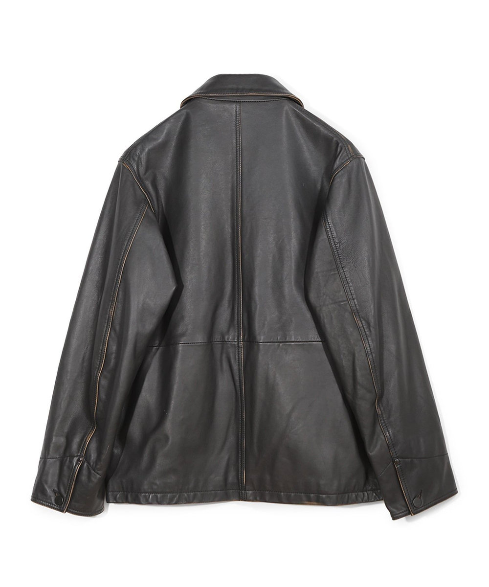 MEN'S BIGI 【JAGROSE/ジャグロース】別注ラムレザーカバーオール ブラック