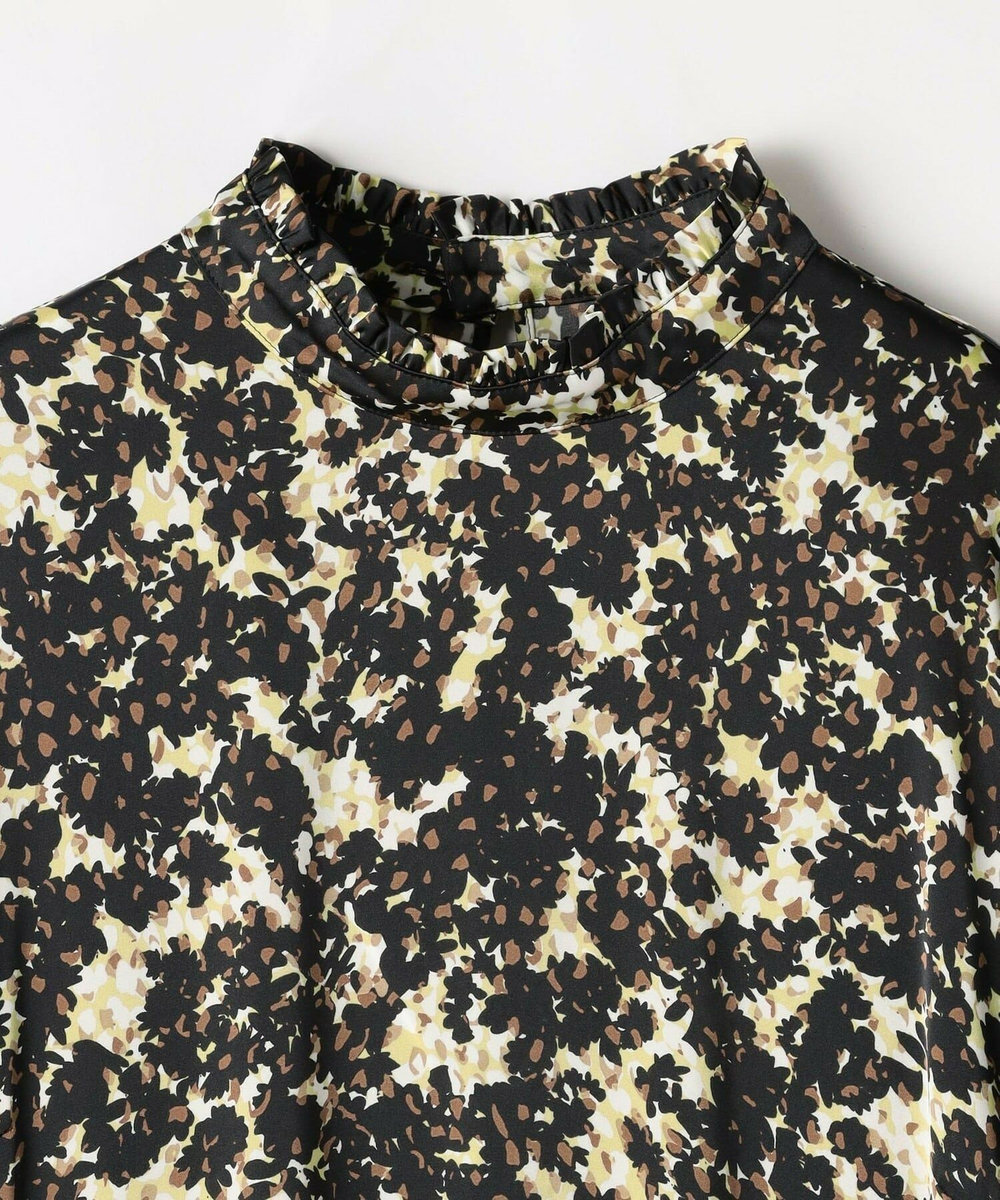 L'EQUIPE 【YOSHIKO KRIS-WEBB×L’EQUIPE】クラシカルフラワープリントサテンワンピース ブラウン