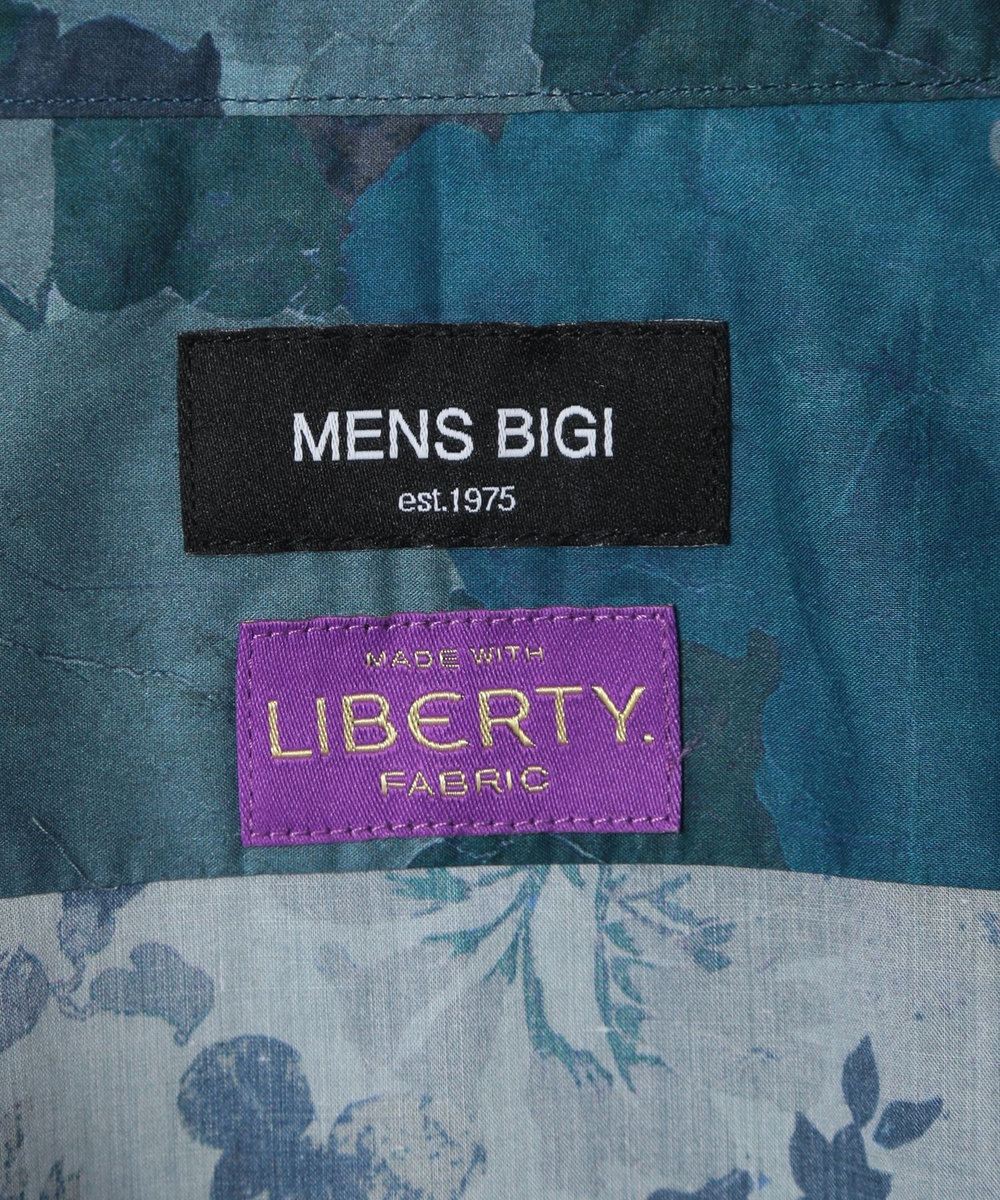 MEN'S BIGI エスニックLibertyプリントシャツ ネイビー