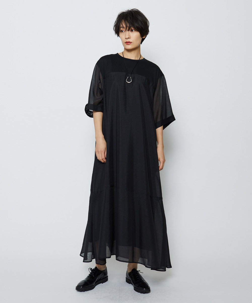 feerique シアーボイル×天竺ワンピース ブラック
