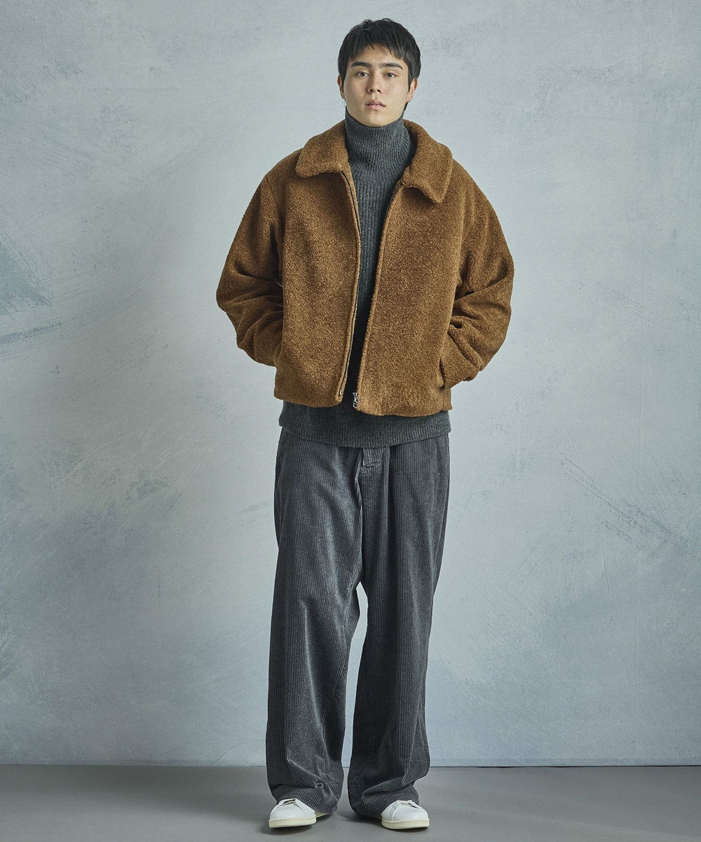 MEN'S BIGI 【50th Anniv . 菊池武夫】WOOL BLEND BOA PILE BLOUSON ブラウン