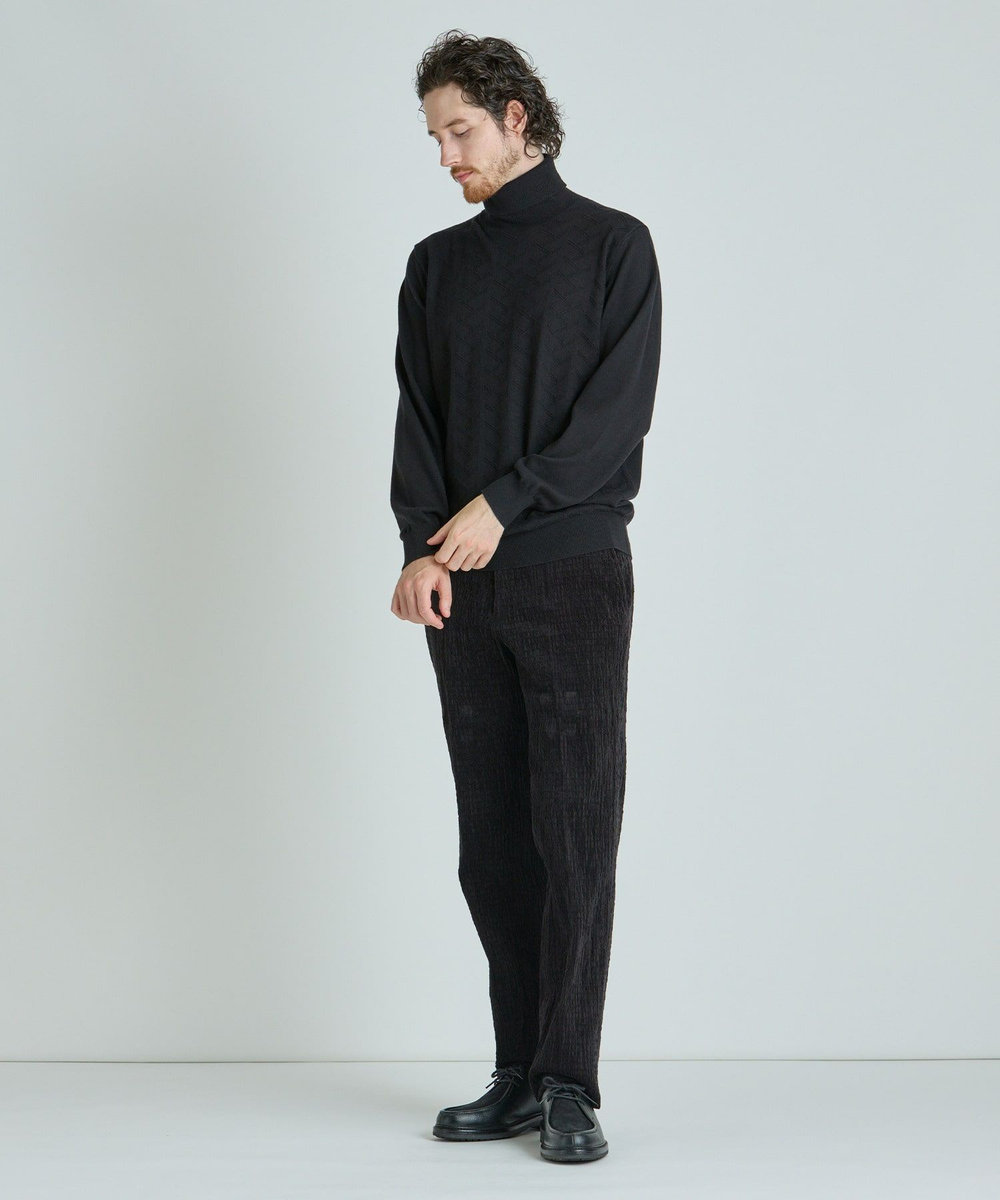 MEN'S BIGI 【ACTIVE TAILOR/アクティブテイラー】12Gジャカードタートルネックニット ブラック