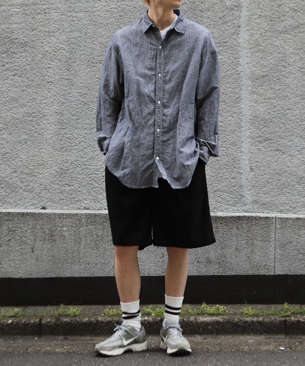 MEN'S BIGI サマーコーデュロイワイドハーフパンツ ブラック