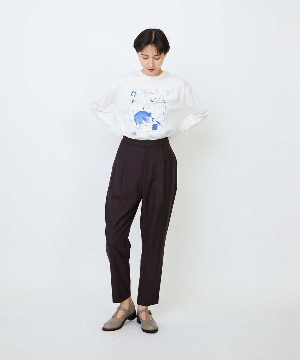 LOISIR ウール混ツイルストレッチジョッパーズパンツ ブラウン