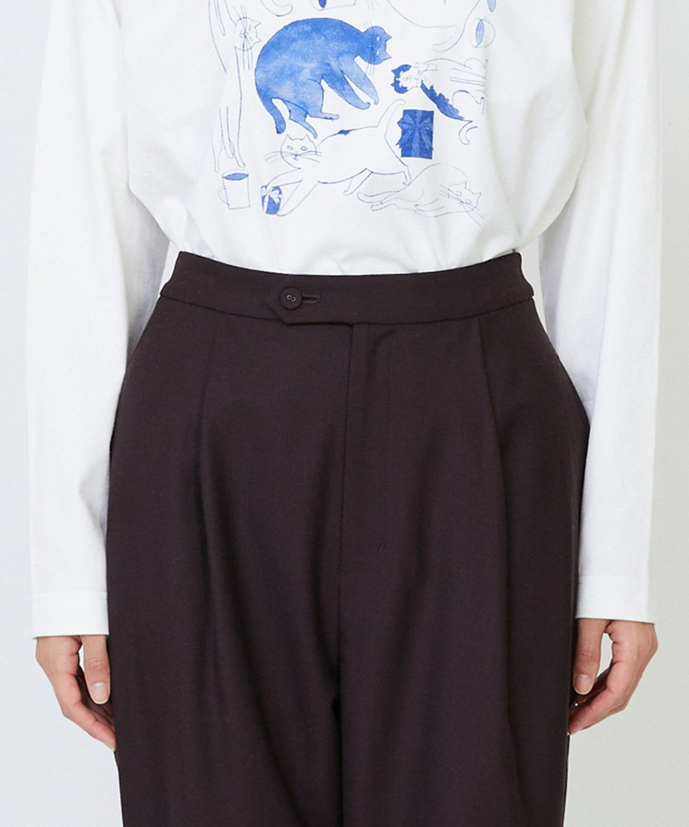LOISIR ウール混ツイルストレッチジョッパーズパンツ ブラウン