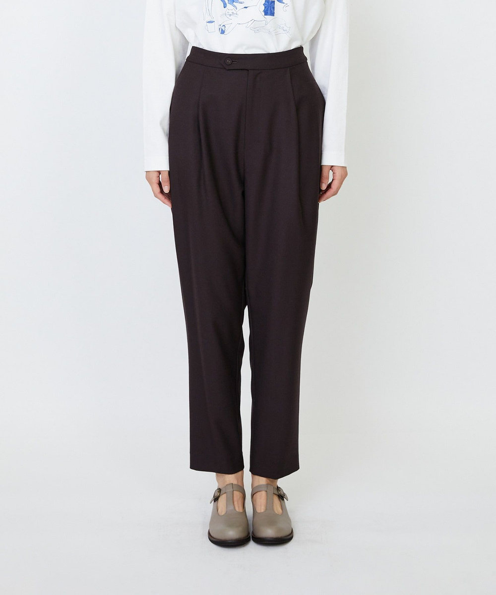 LOISIR ウール混ツイルストレッチジョッパーズパンツ ブラウン
