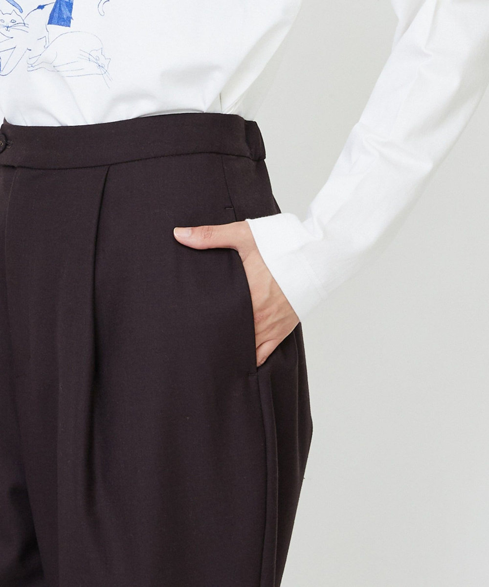 LOISIR ウール混ツイルストレッチジョッパーズパンツ ブラウン