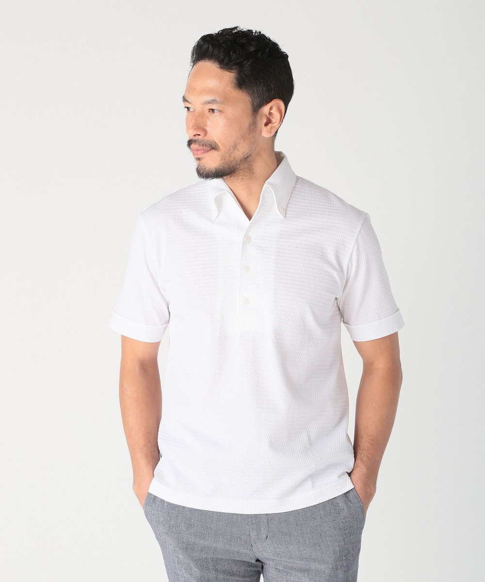 MEN'S BIGI 【ACTIVE TAILOR】サッカー織りポロシャツ<COOL MAX/吸水速乾> ホワイト