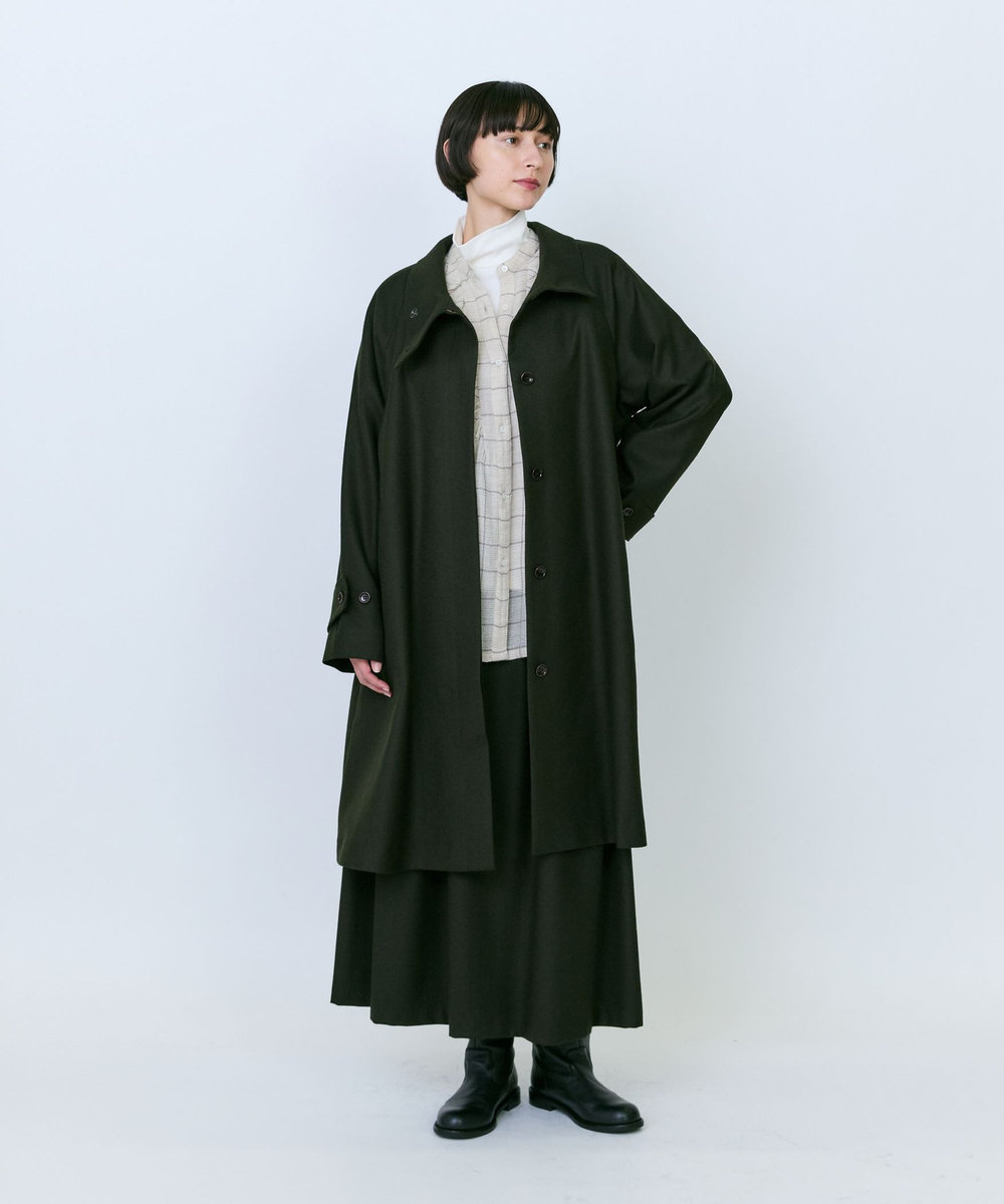 LOISIR ウールタックディテールスカート カーキ