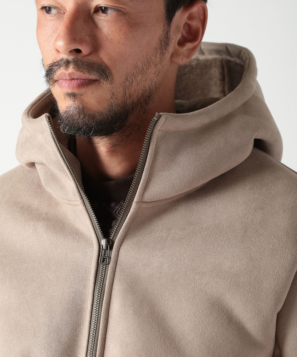 MEN'S BIGI テックレザームートンパーカー ベージュ