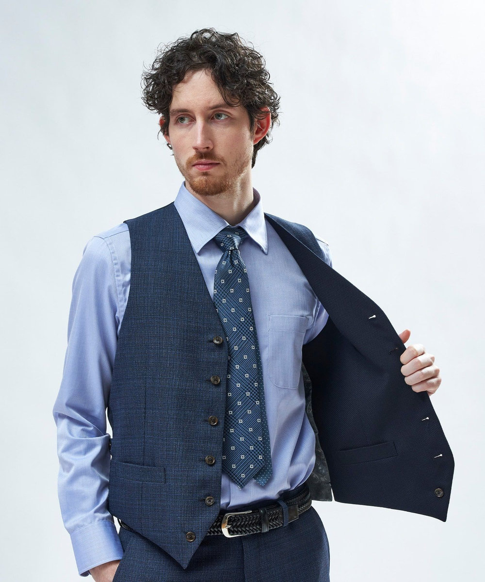 MEN'S BIGI ミックスヤーン/ポップサック リバーシブルベスト ネイビー