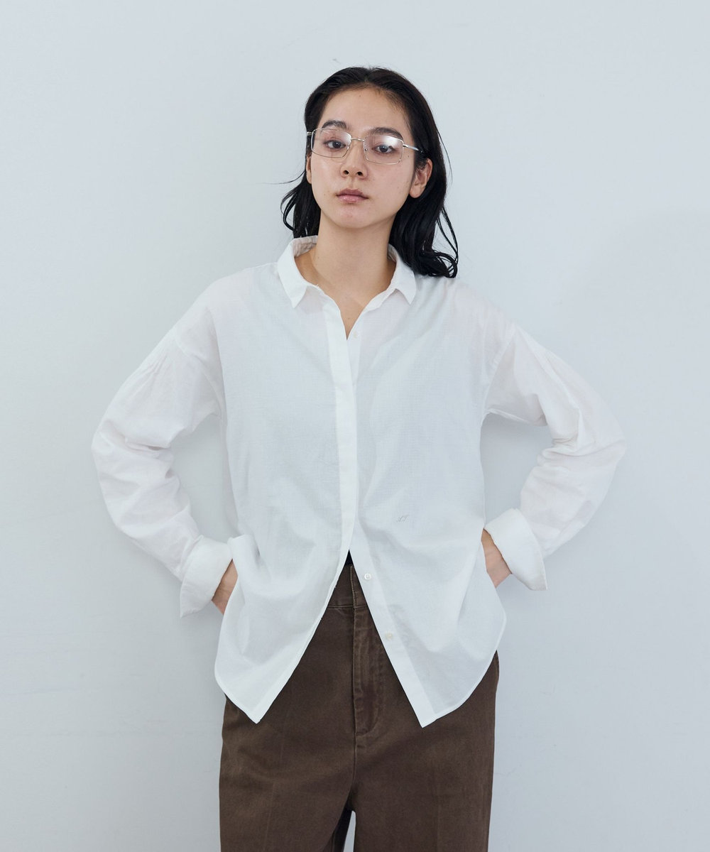 ADIEU TRISTESSE 刺繍入りシャツ ホワイト