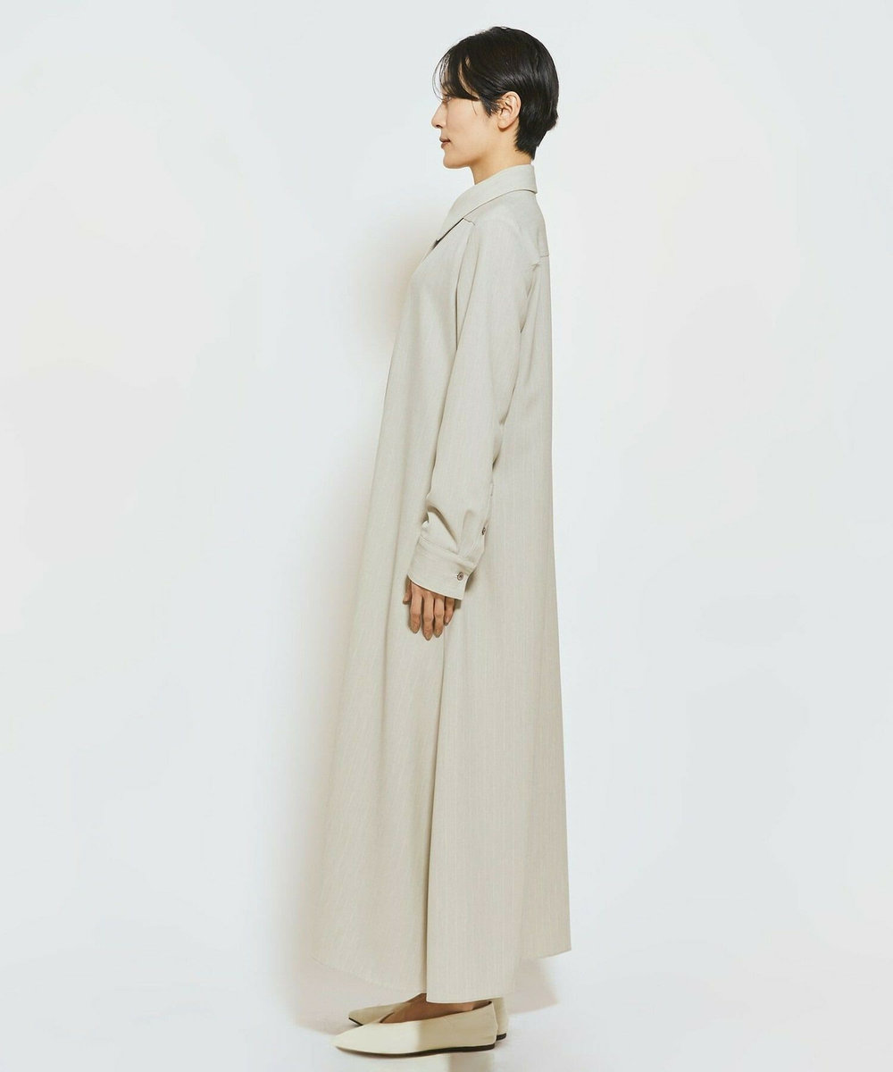 MOGA Collection MOGA Collection ストライプアシンメトリープリーツワンピース ベージュ