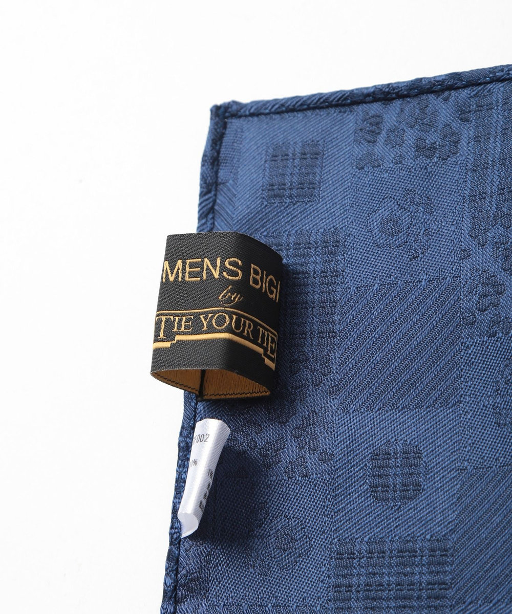 MEN'S BIGI ジオメトリック柄チーフ ネイビー