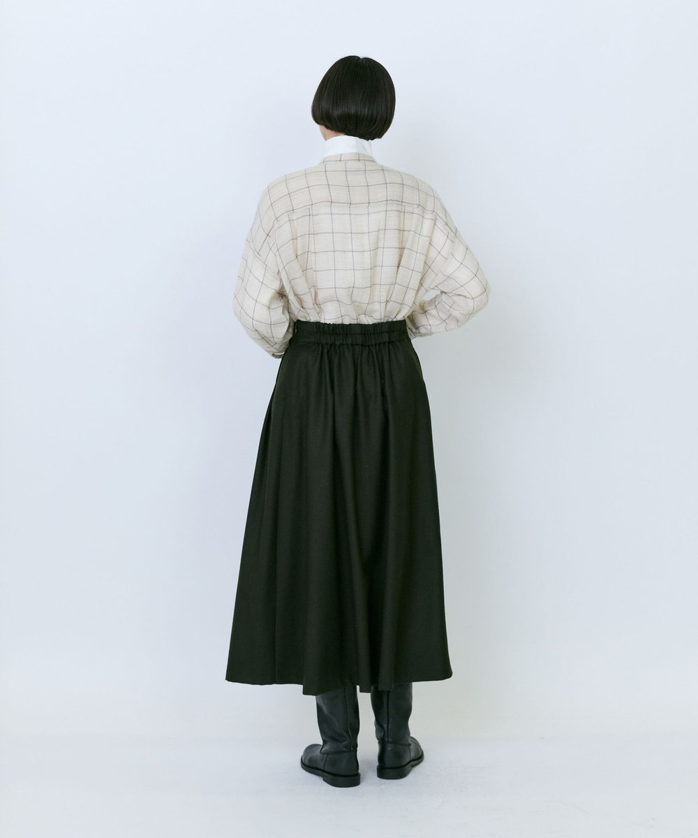 LOISIR ウールタックディテールスカート カーキ