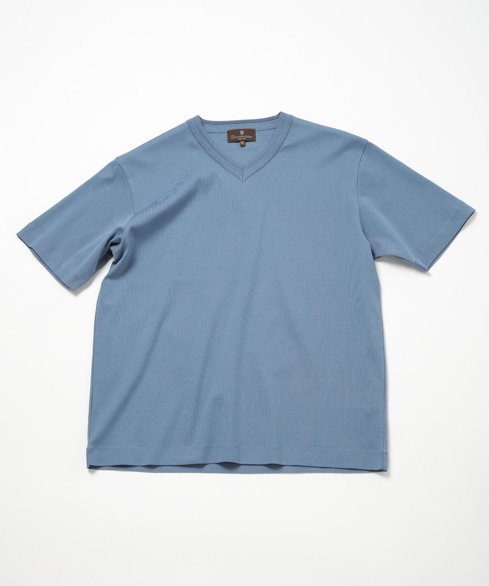 MEN'S BIGI 60/2マーセライズジャージVネックTEE ブルー