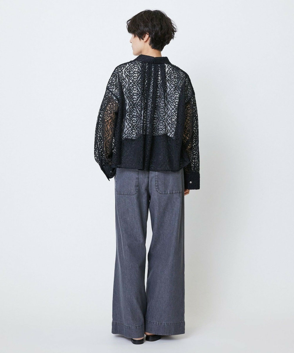 feerique feerique　ボタニカルレースシャツ ブラック