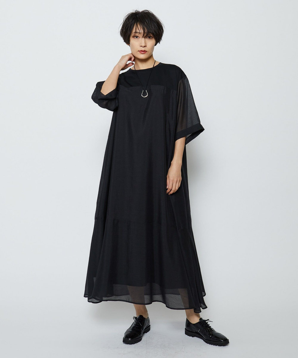 feerique シアーボイル×天竺ワンピース ブラック