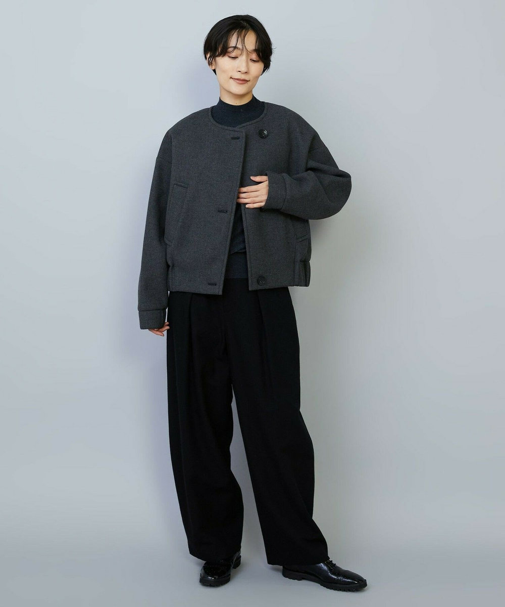 MOGA スポンディッシュボンディングショートコート チャコールグレー