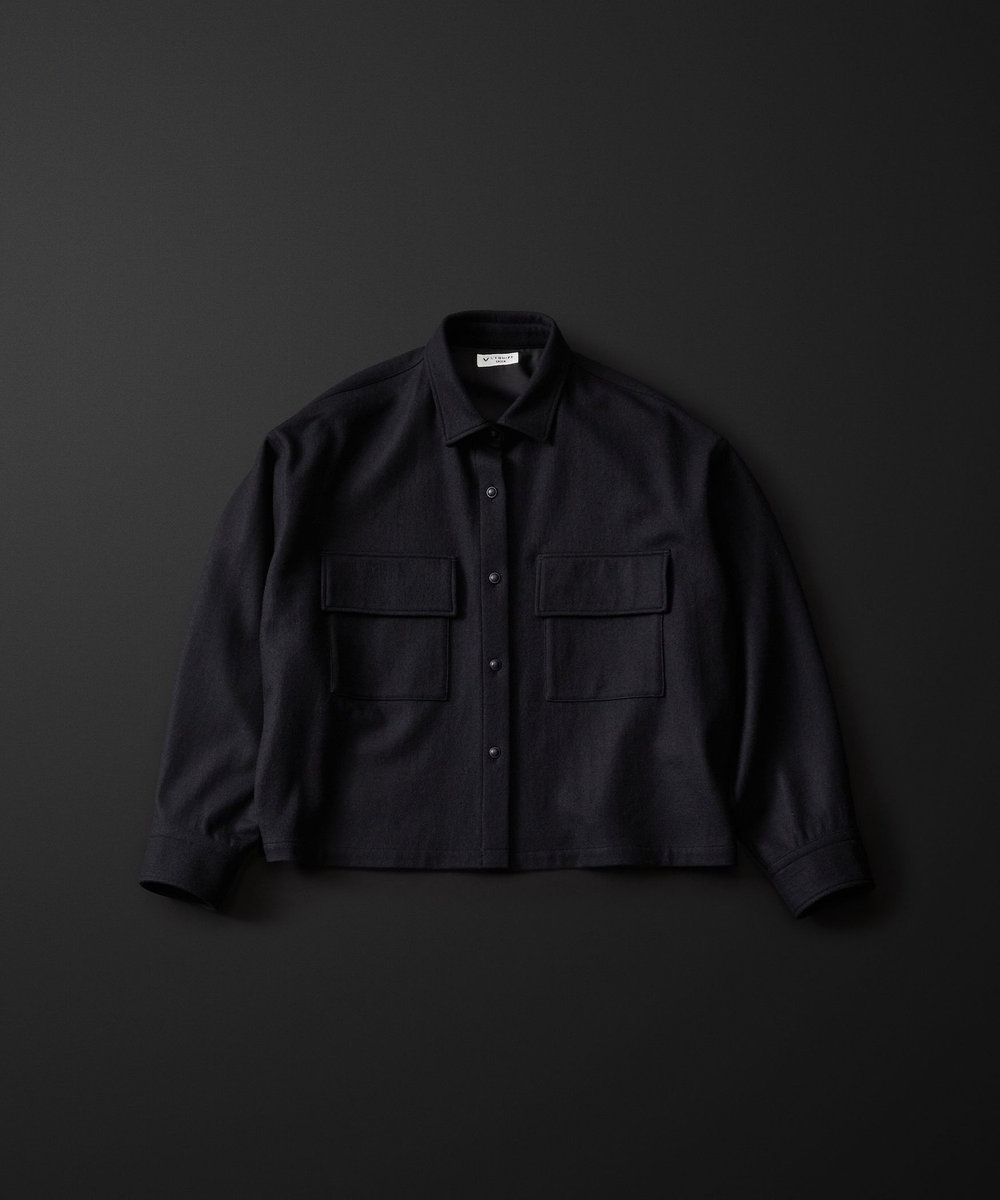 L'EQUIPE GREEN ミルドウールクロップドシャツ ブラック