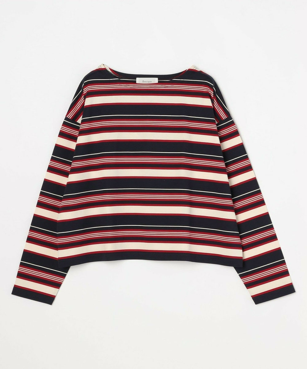 feerique feerique マルチボーダーワイドプルオーバーT レッド系その他